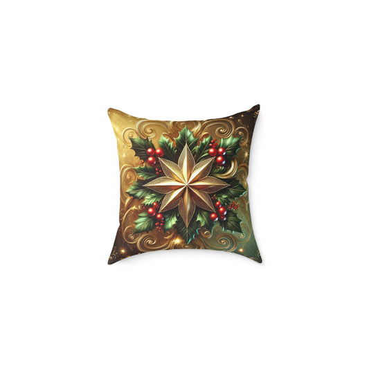 Golden Radiance Holiday Star Throw Pillow