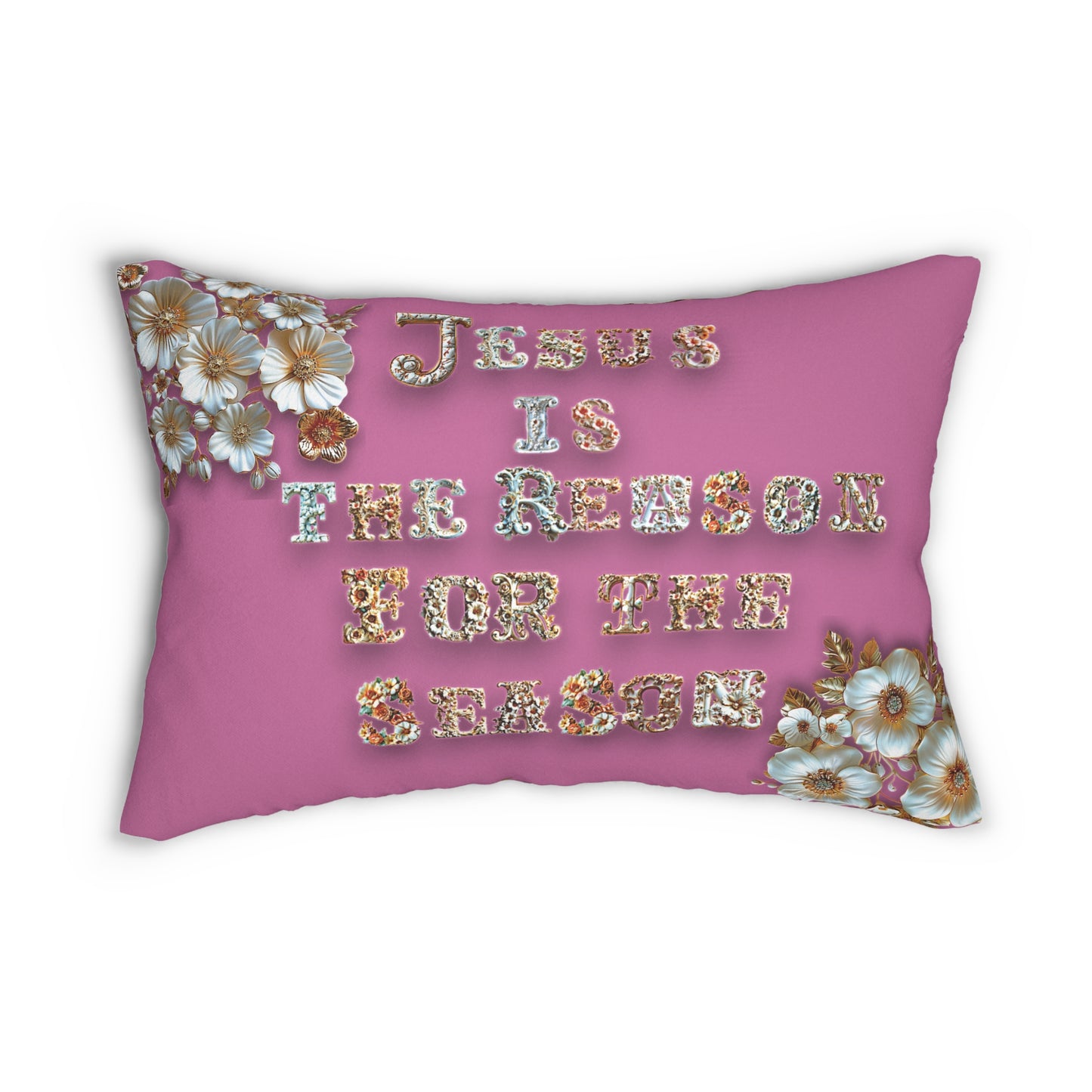 Light pink Jesus is the reason for the season Pillow, Flowers, Christmas Pillows, Christmas Pillow Covers, Decorative Christmas Pillow