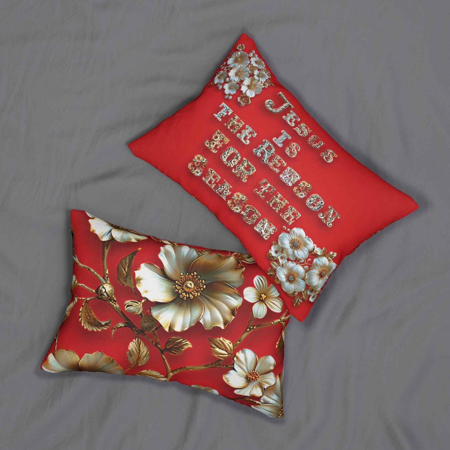 Red Jesus is the reason for the season Pillow, Flowers, Christmas Pillows, Christmas Pillow Covers, Decorative Christmas Pillow, Christmas Decorations for the Home