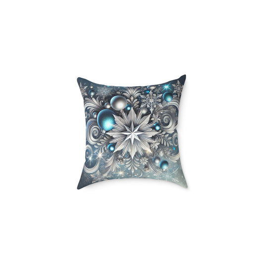 Winter Elegance Blue & Silver Holiday Pillow