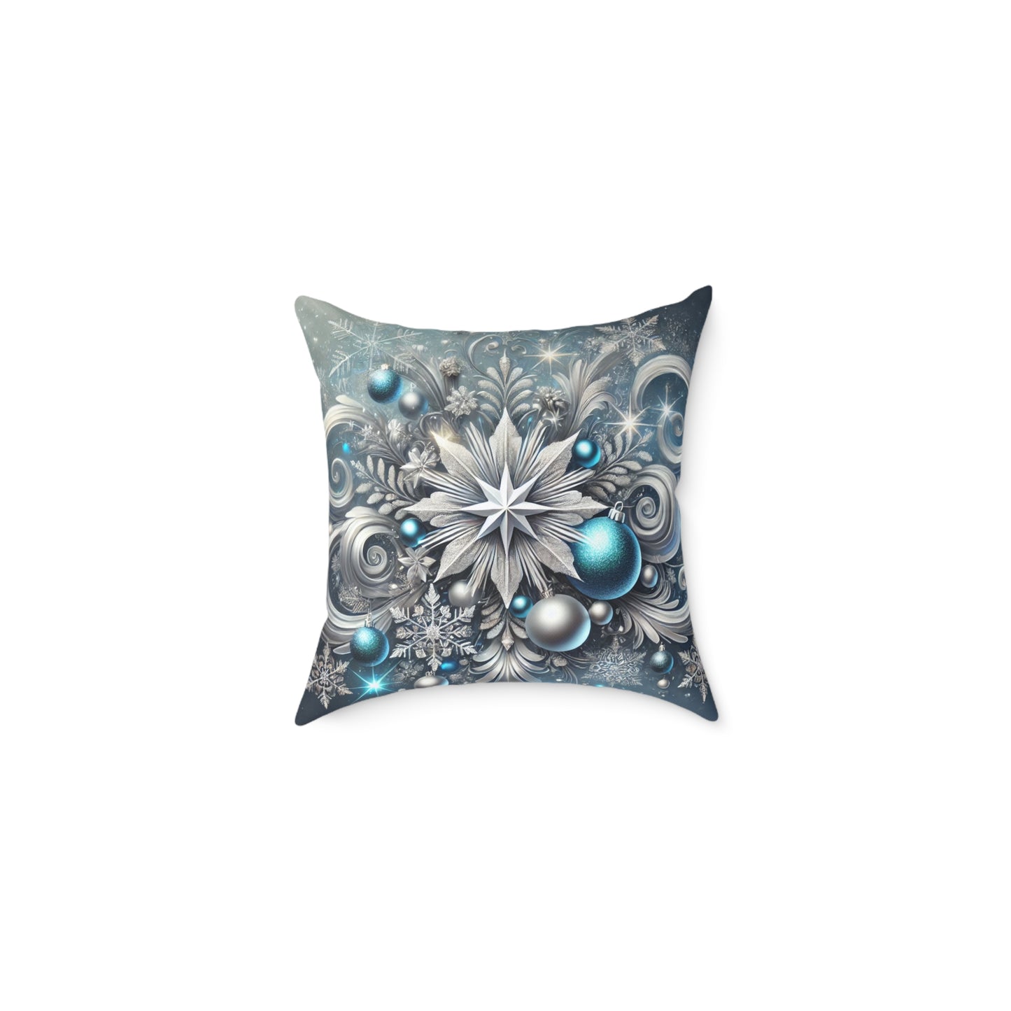 Winter Elegance Blue & Silver Holiday Pillow