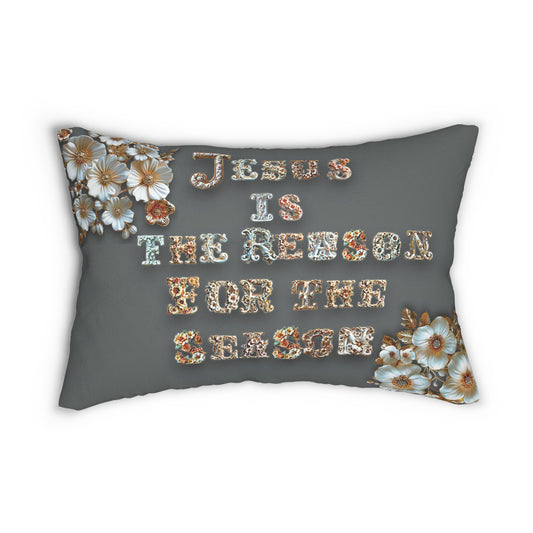 Dark Grey Jesus is the reason for the season Pillow, Flowers, Christmas Pillows, Christmas Pillow Covers, Decorative Christmas Pillow