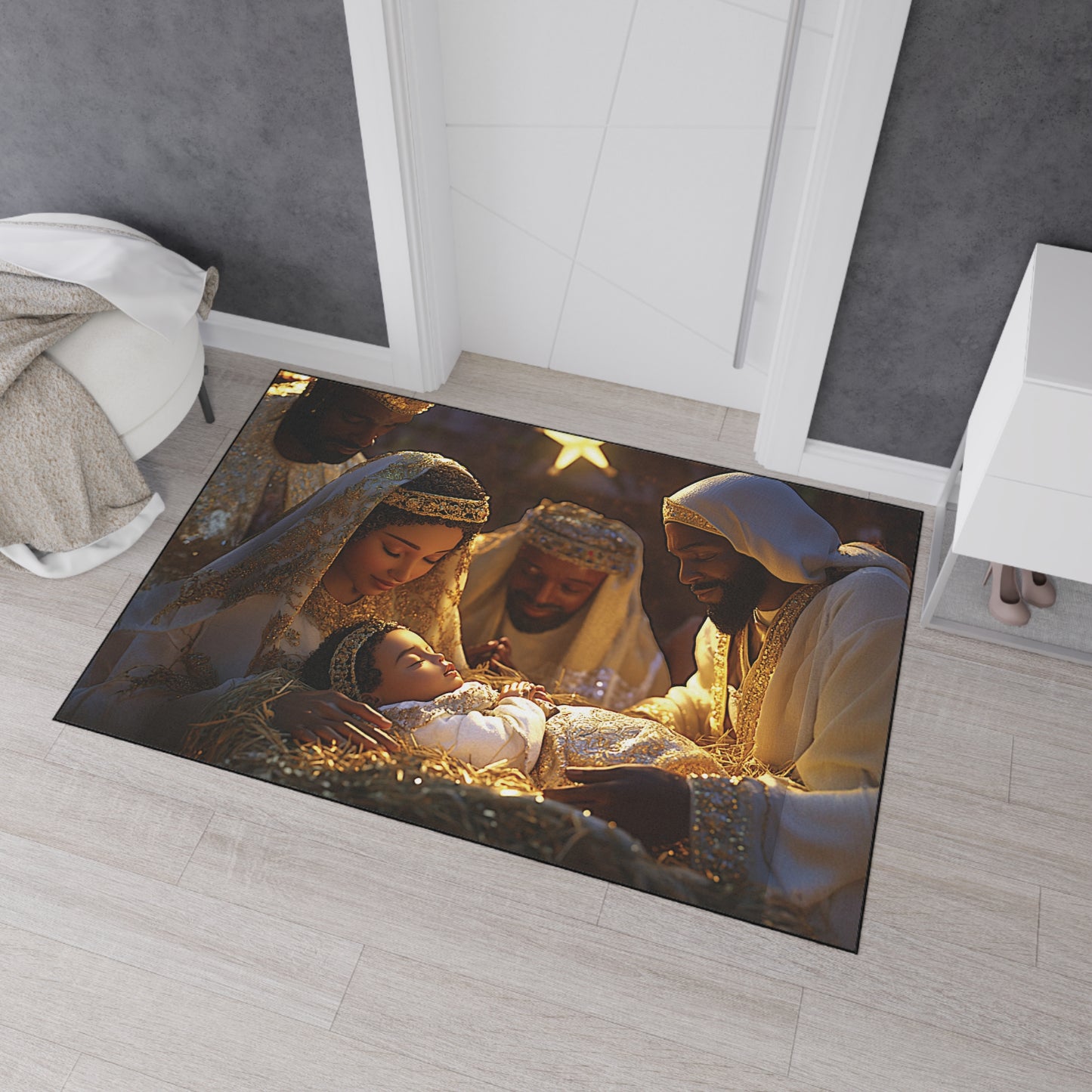 Holy Night Nativity Scene Rug