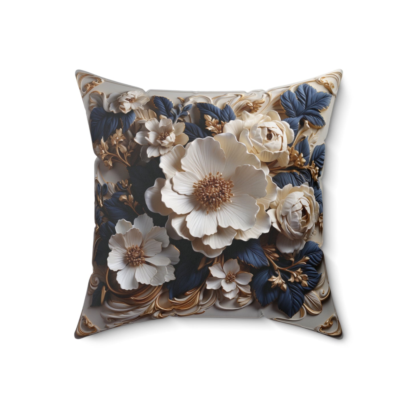 Floral Blossom Faux Suede Square Pillow"