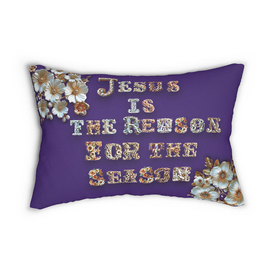 Purple Jesus is the reason for the season Pillow, Flowers, Christmas Pillows, Christmas Pillow Covers, Decorative Christmas Pillow