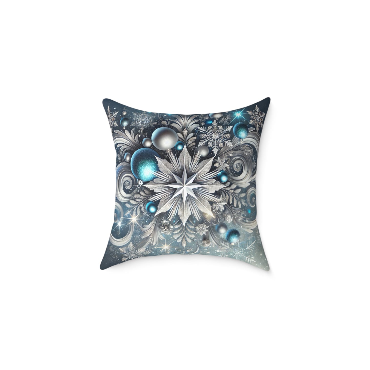 Winter Elegance Blue & Silver Holiday Pillow