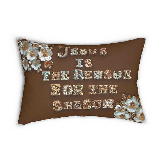 Brown Jesus is the reason for the season Pillow, Flowers, Christmas Pillows, Christmas Pillow Covers, Decorative Christmas Pillow