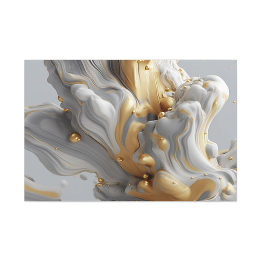 Gold, White, and Gray Liquid Fluid Modern Wall Art - part 2