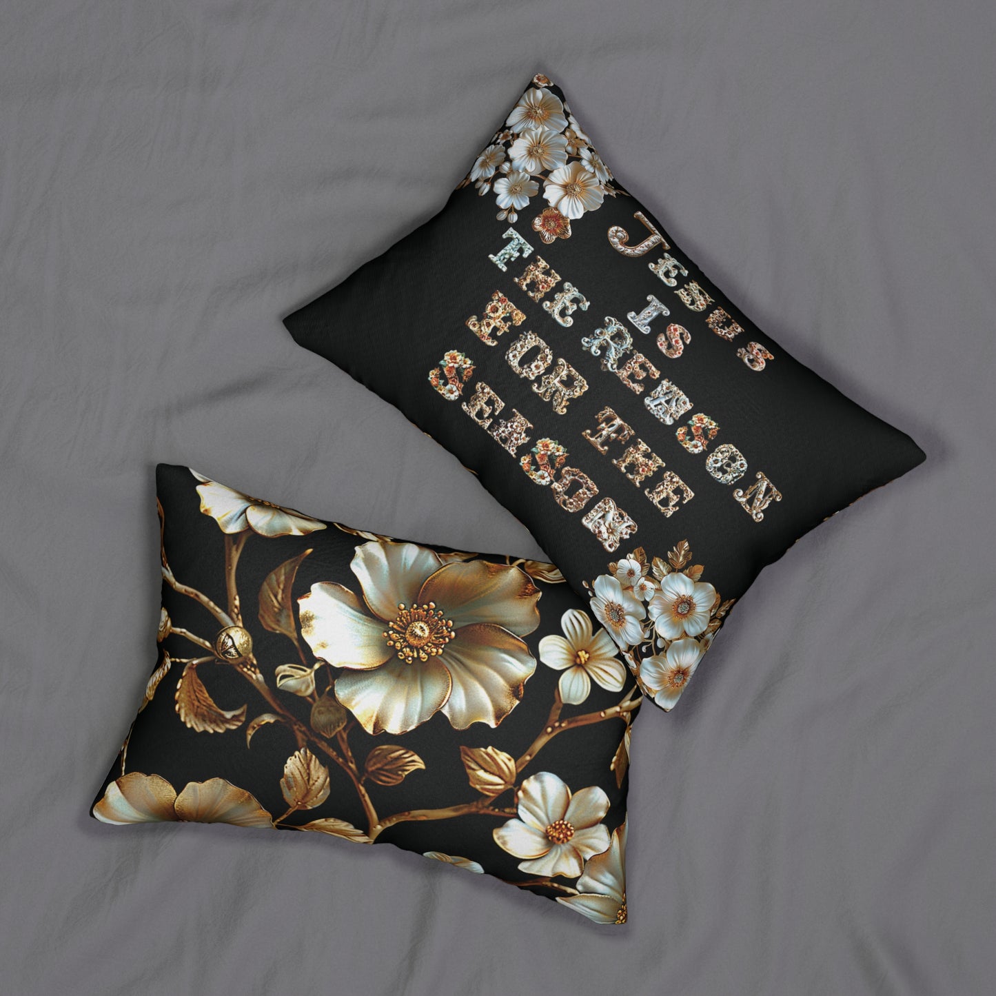 Black Jesus is the reason for the season Pillow, Flowers, Christmas Pillows, Christmas Pillow Covers, Decorative Christmas Pillow