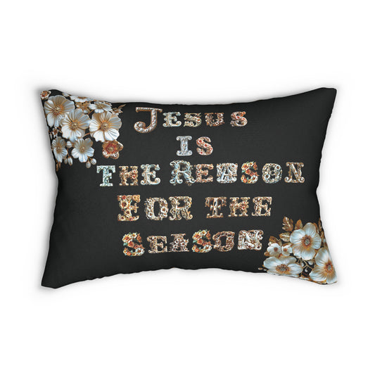 Black Jesus is the reason for the season Pillow, Flowers, Christmas Pillows, Christmas Pillow Covers, Decorative Christmas Pillow