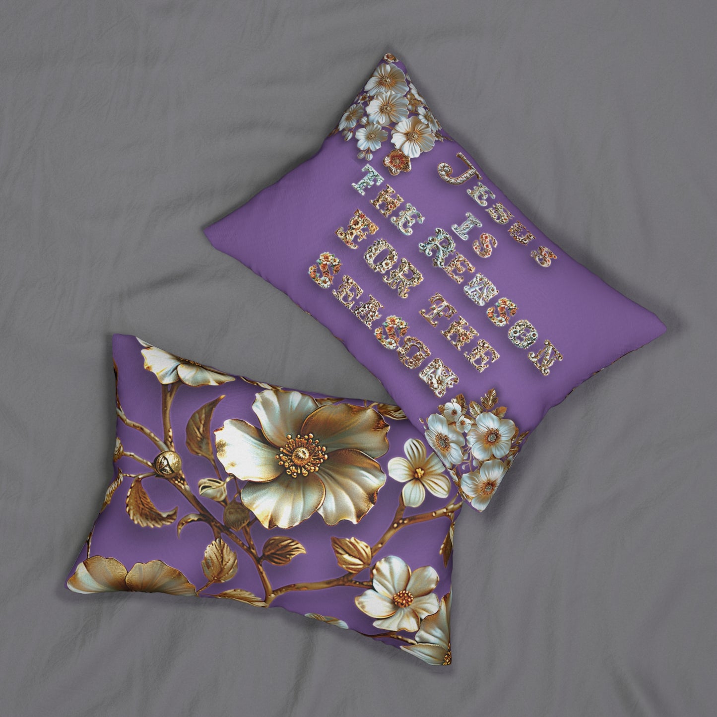 Light purple Jesus is the reason for the season Pillow, Flowers, Christmas Pillows, Christmas Pillow Covers, Decorative Christmas Pillow