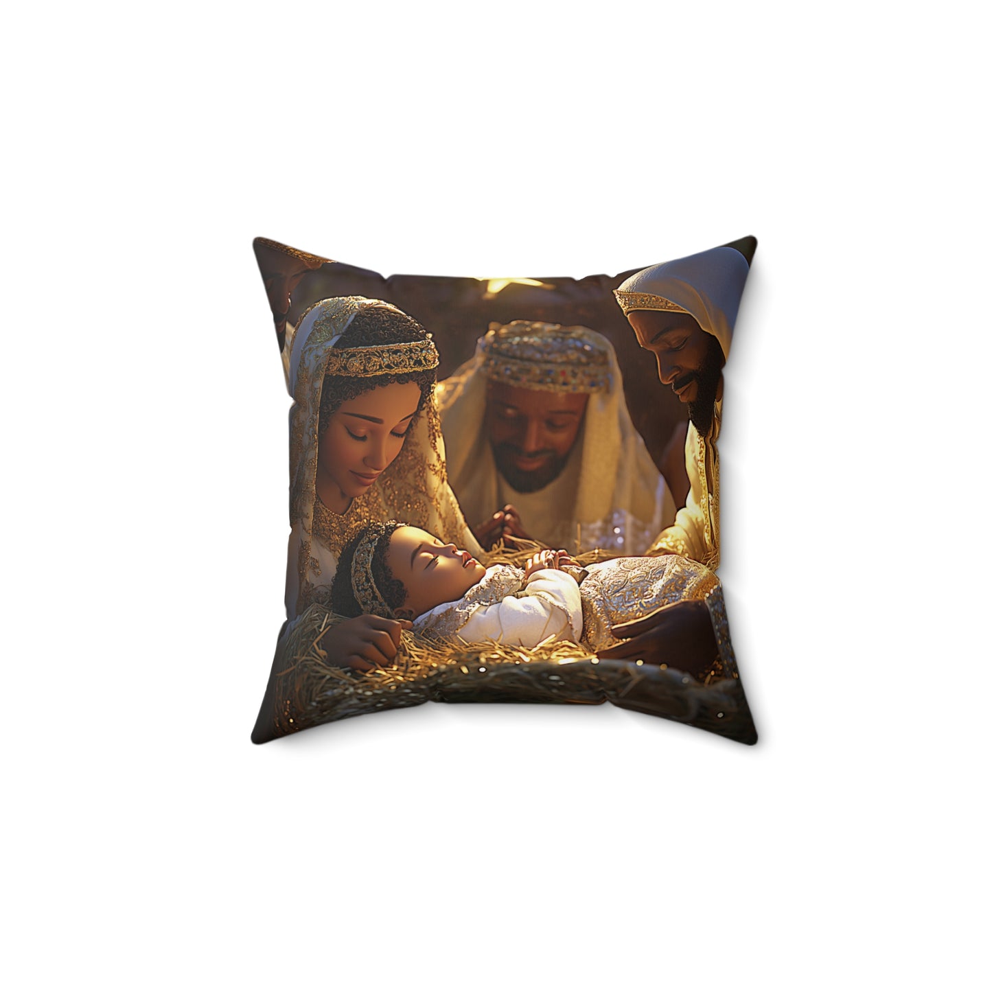 Divine Nativity Christmas Faux Suede Square Pillow