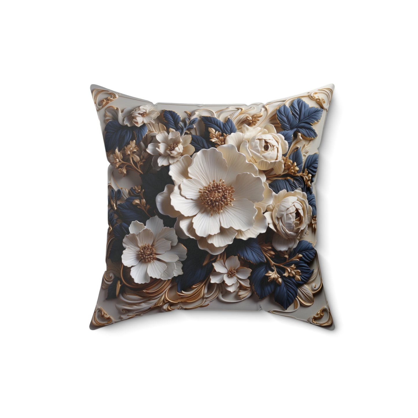 Floral Blossom Faux Suede Square Pillow"