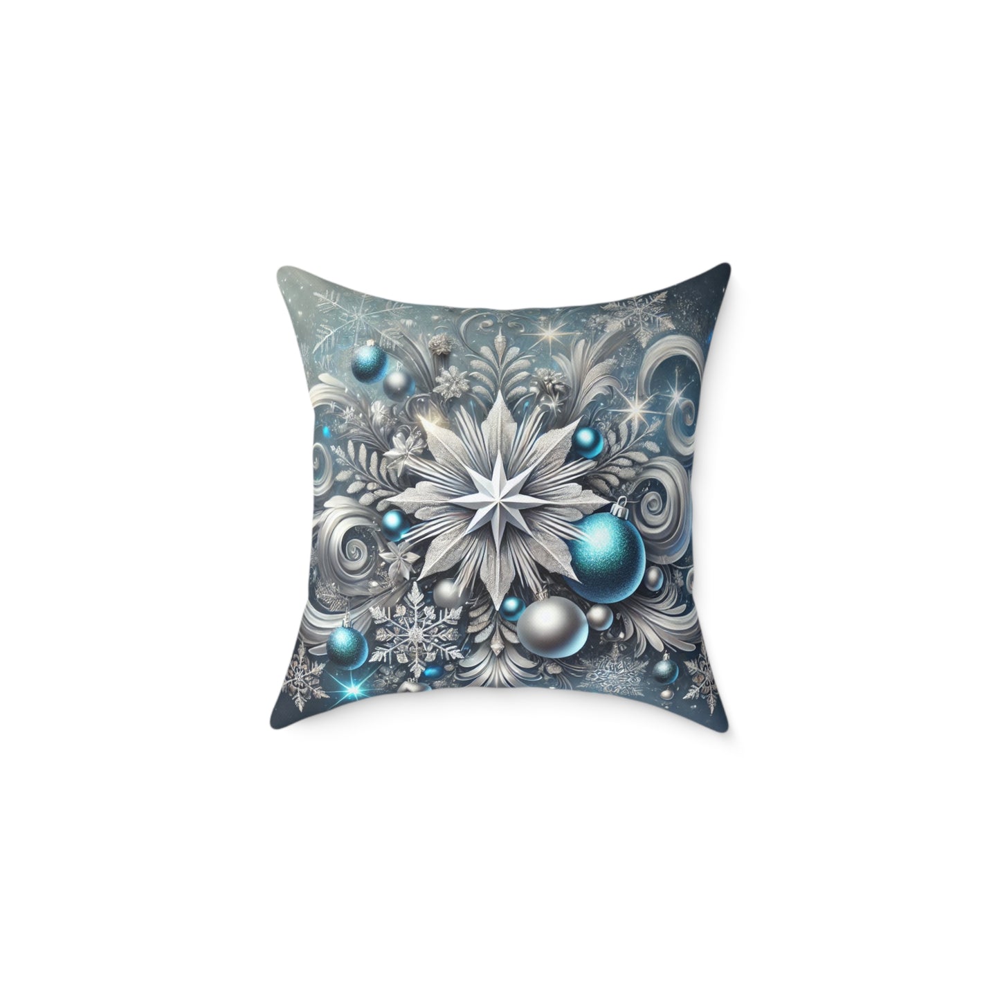 Winter Elegance Blue & Silver Holiday Pillow