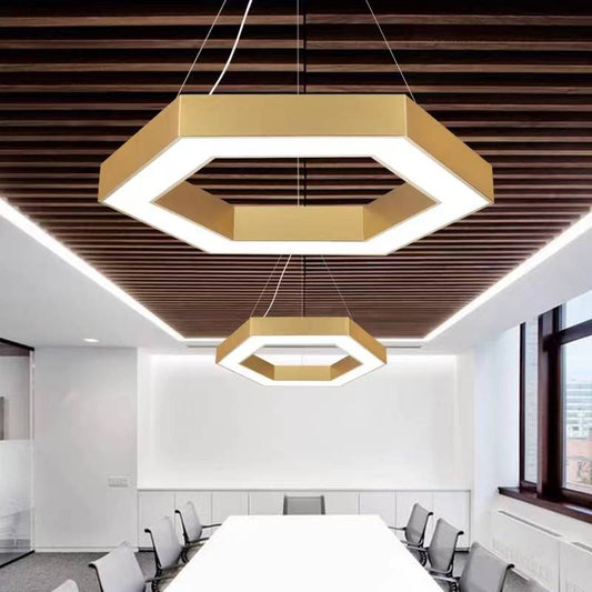 Minimalist Hollow Hexagon LED Chandelier