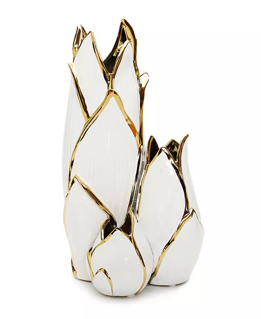 White & Gold Cluster Vase - 15.5"