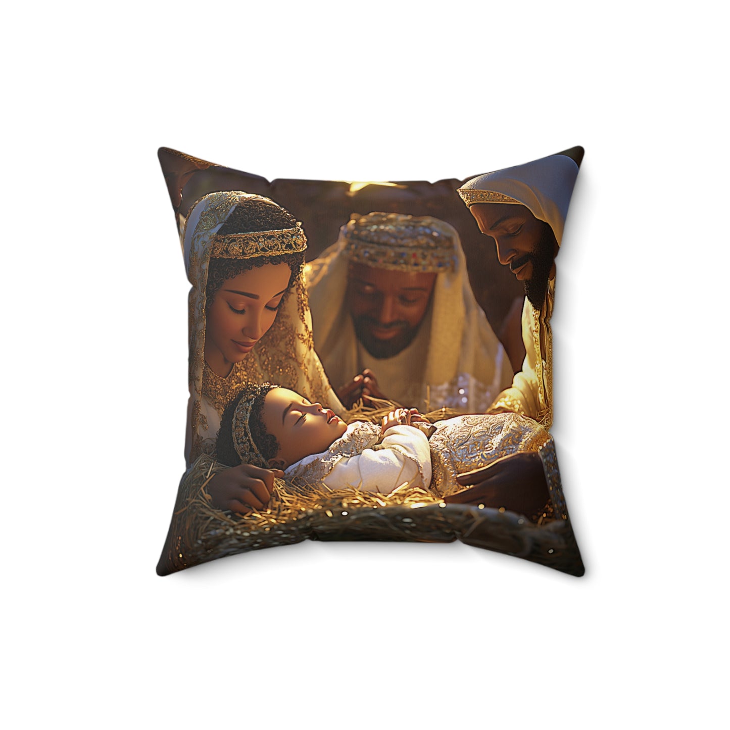 Divine Nativity Christmas Faux Suede Square Pillow