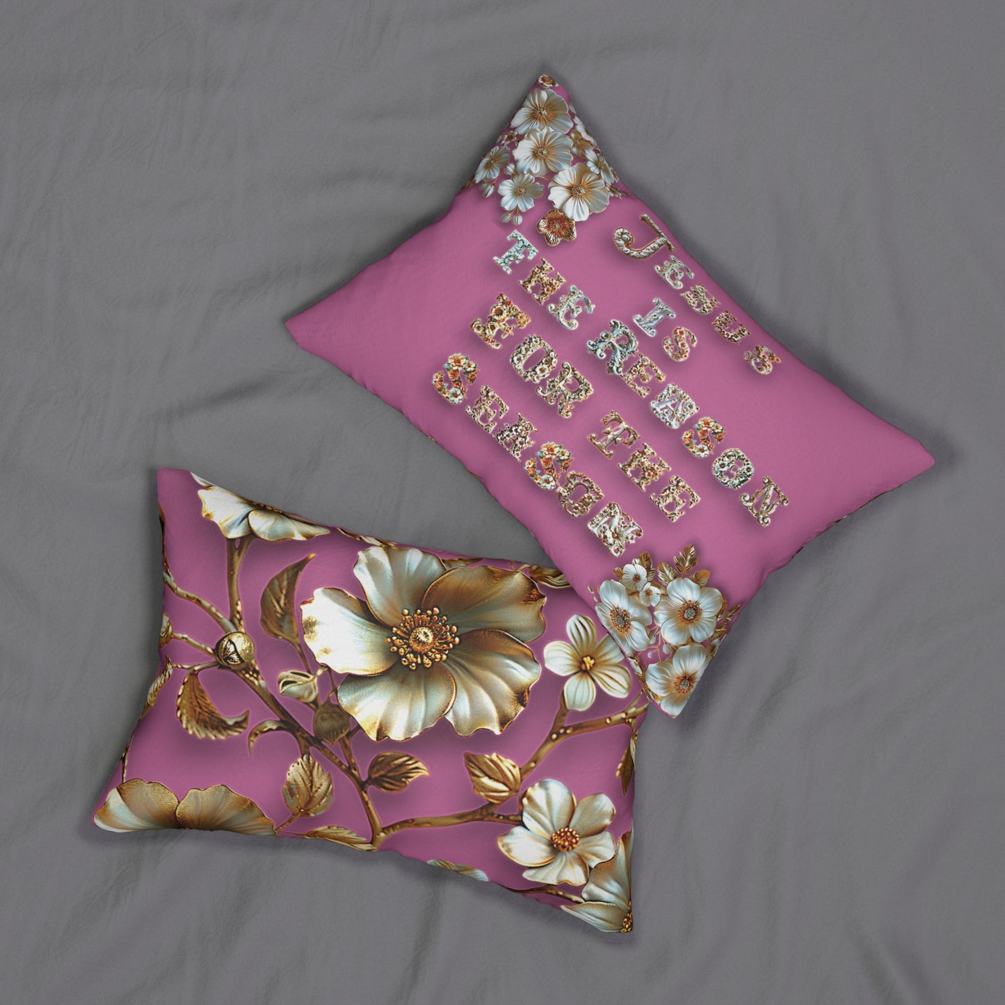 Light pink Jesus is the reason for the season Pillow, Flowers, Christmas Pillows, Christmas Pillow Covers, Decorative Christmas Pillow