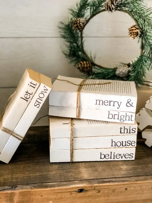 Christmas Stamped Stacked Books: This house believes