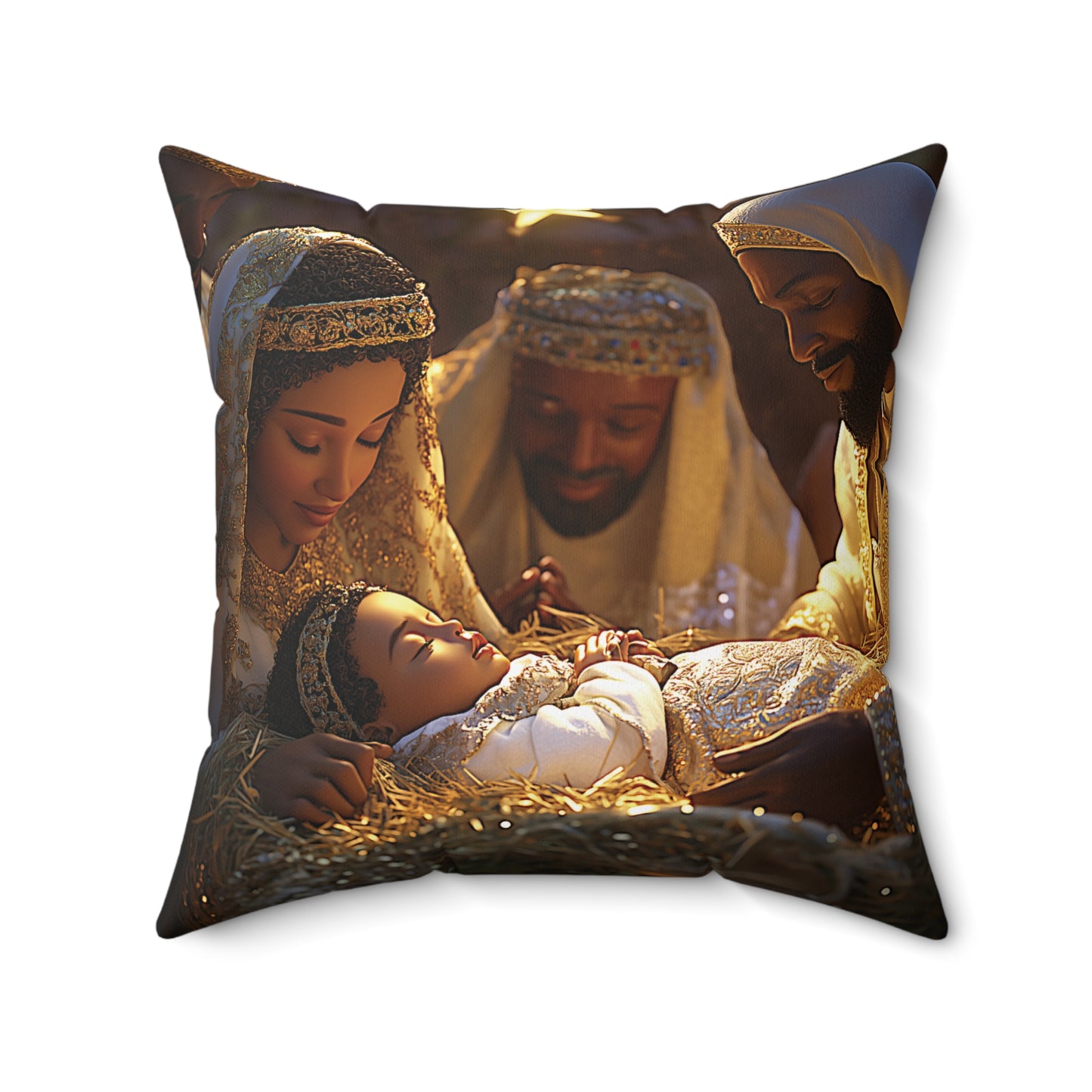 Divine Nativity Christmas Faux Suede Square Pillow