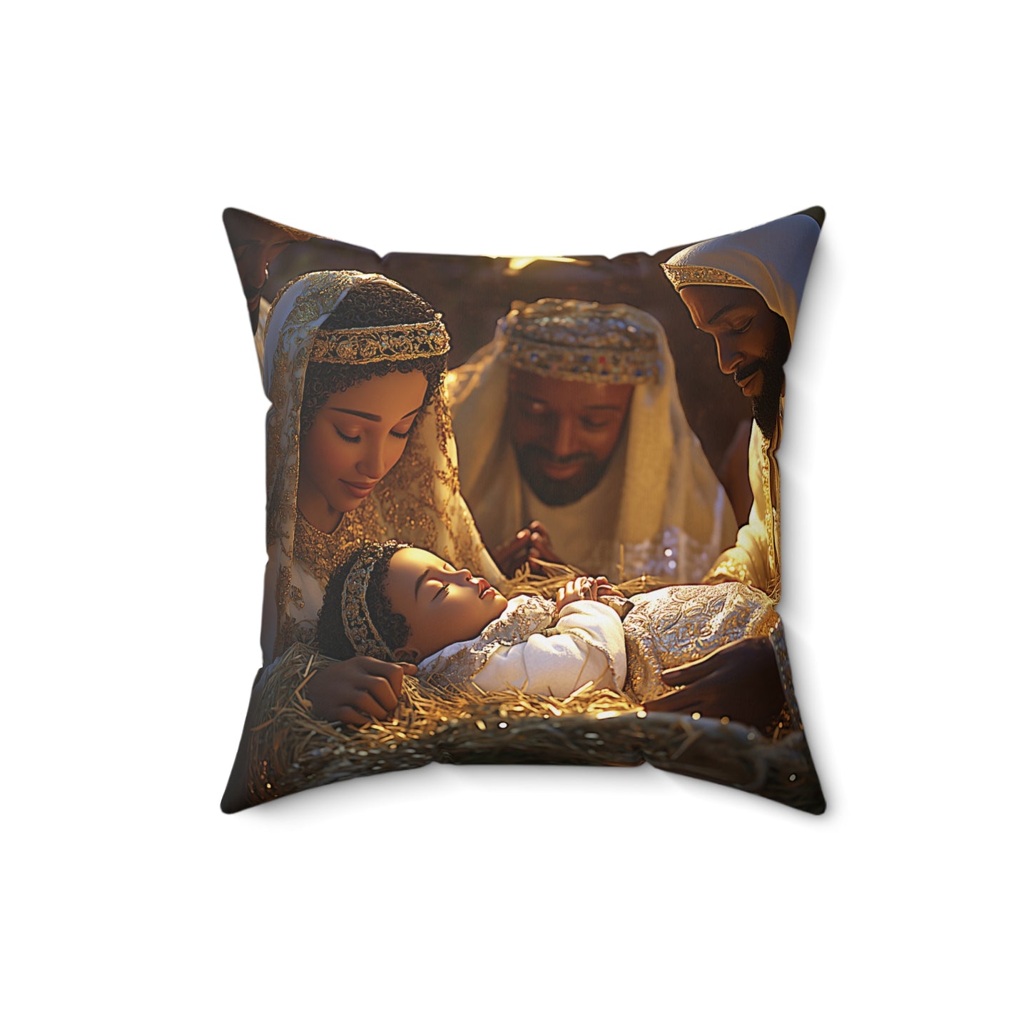 Divine Nativity Christmas Faux Suede Square Pillow