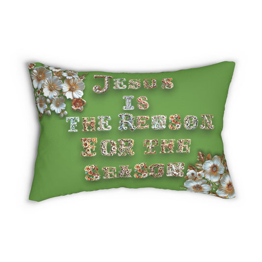 Green Jesus is the reason for the season Pillow, Flowers, Christmas Pillows, Christmas Pillow Covers, Decorative Christmas Pillow