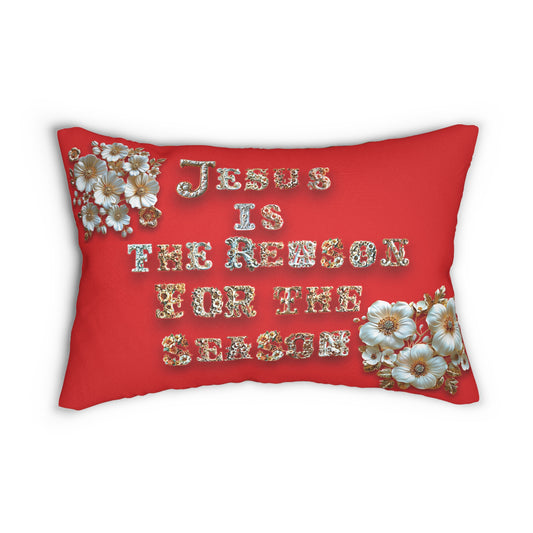 Red Jesus is the reason for the season Pillow, Flowers, Christmas Pillows, Christmas Pillow Covers, Decorative Christmas Pillow, Christmas Decorations for the Home