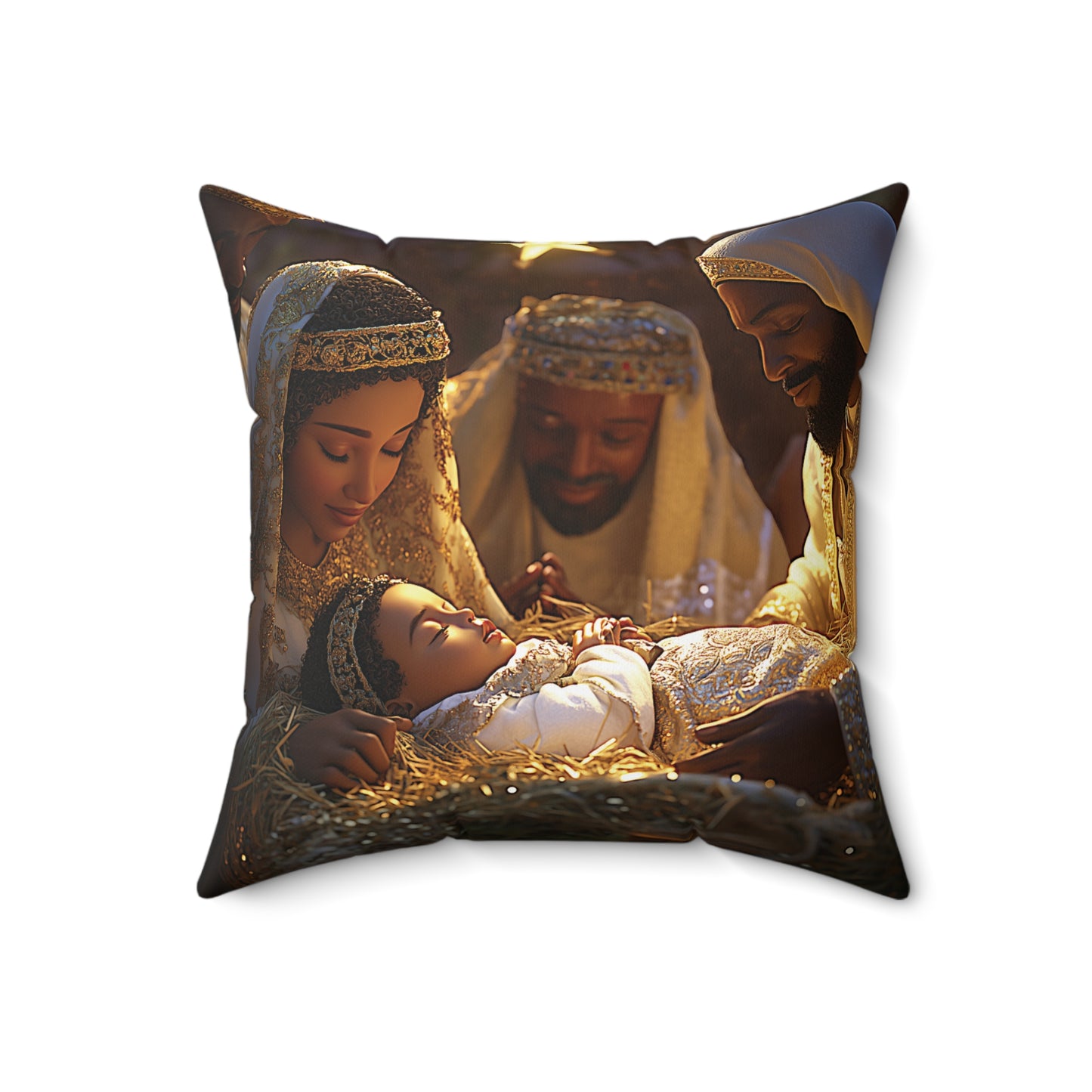 Divine Nativity Christmas Faux Suede Square Pillow