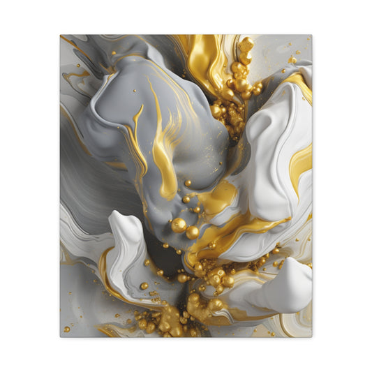 Gold, White, and Gray Liquid Fluid Modern Wall Art- part 2