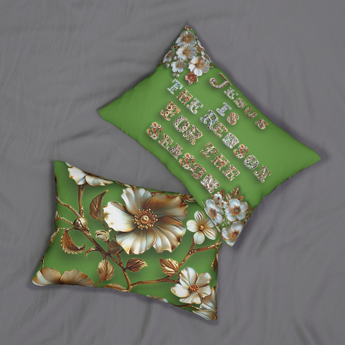 Green Jesus is the reason for the season Pillow, Flowers, Christmas Pillows, Christmas Pillow Covers, Decorative Christmas Pillow