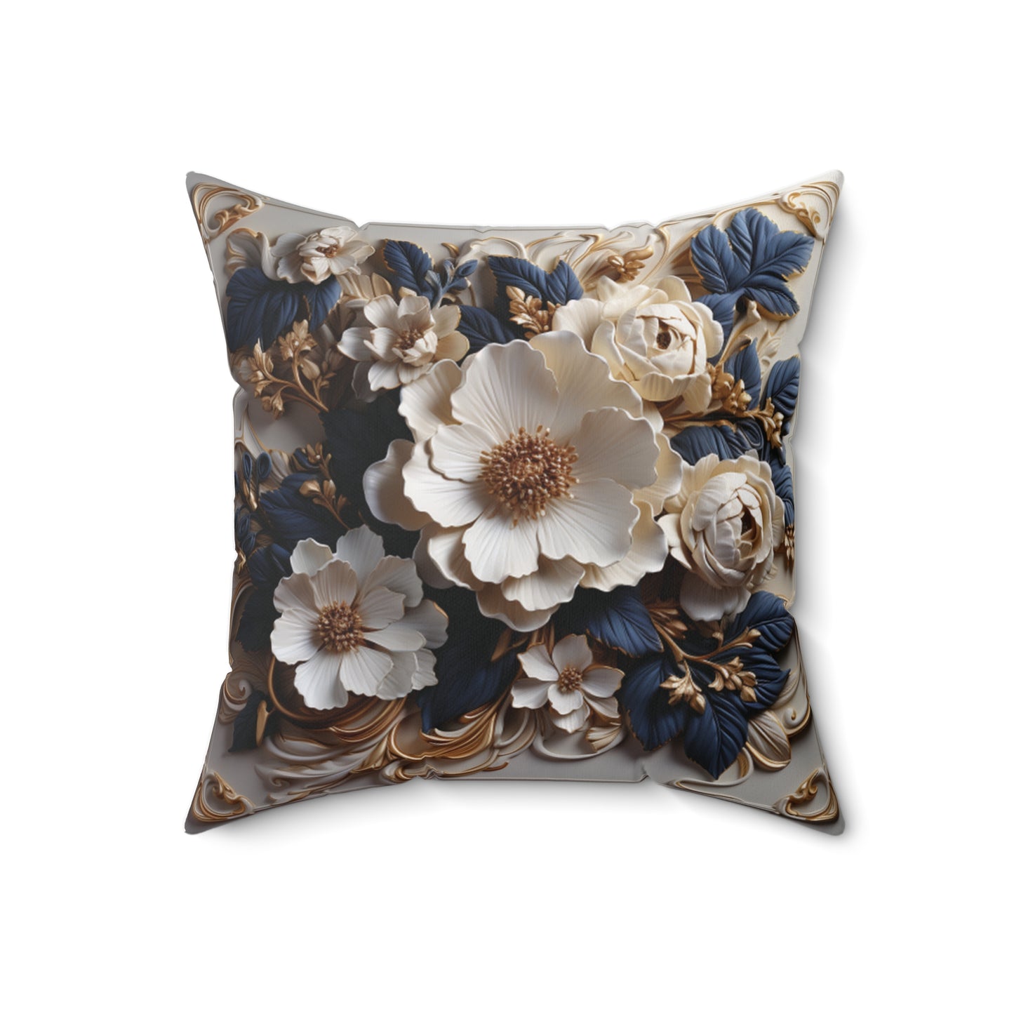 Floral Blossom Faux Suede Square Pillow"