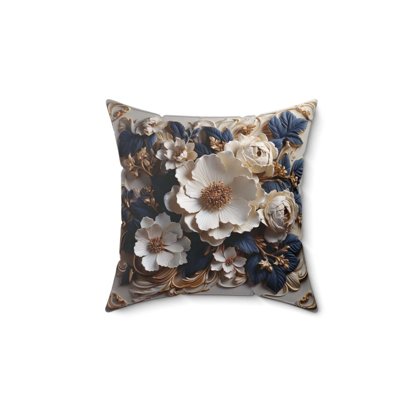 Floral Blossom Faux Suede Square Pillow"