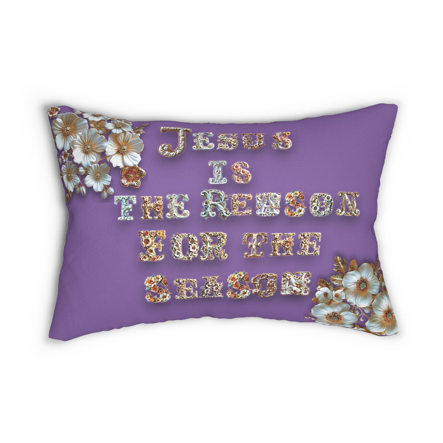 Light purple Jesus is the reason for the season Pillow, Flowers, Christmas Pillows, Christmas Pillow Covers, Decorative Christmas Pillow