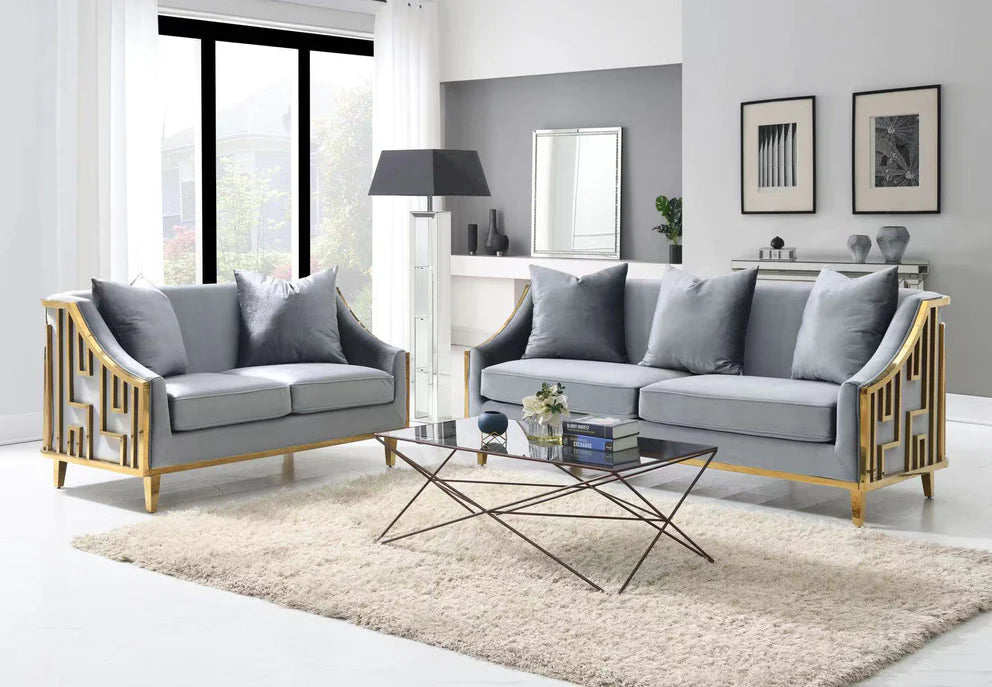 Opulence Elegance Gold Sofa Collection Set- 2