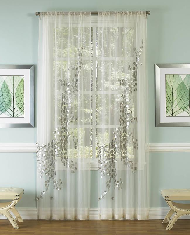 Aura White Sheer Panel- silver