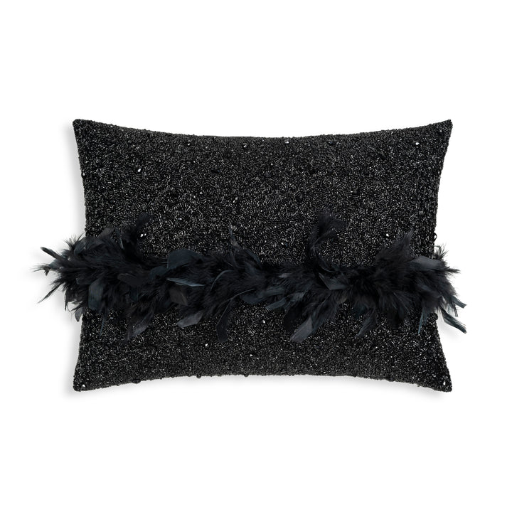 Bryce Feather Beading Lumbar Pillow- 14 in x 20 in