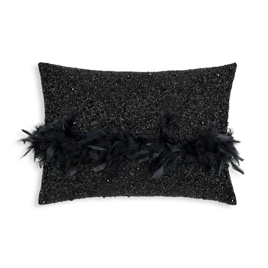 Bryce Feather Beading Lumbar Pillow- 14 in x 20 in