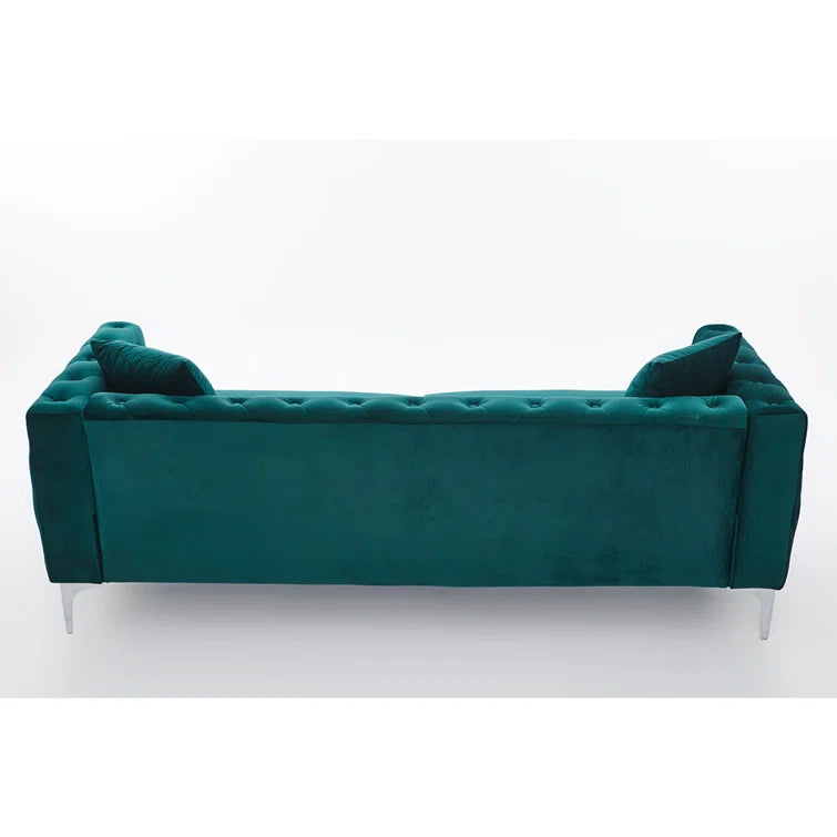 78" Green Velvet Sofa - Sofa Includes 2 Pillows