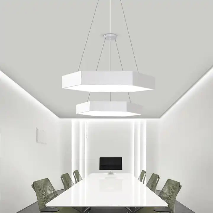 Minimalist Hollow Hexagon LED Chandelier