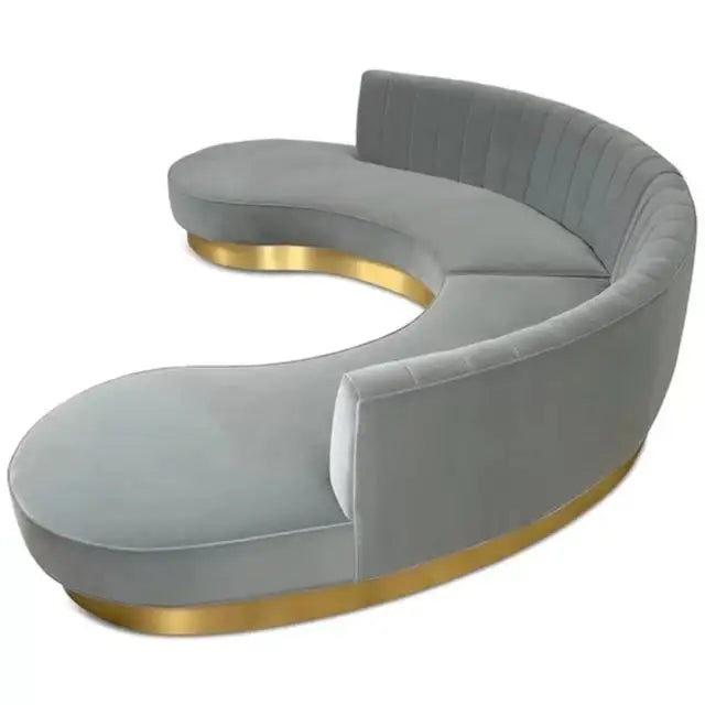 Luxe Velvet Curved Sofa Set with Gold Metal Base