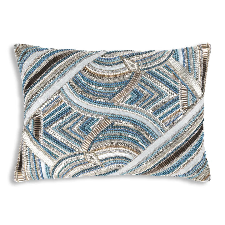 Islay Blue Velvet Pillow- 14 in x 20 in