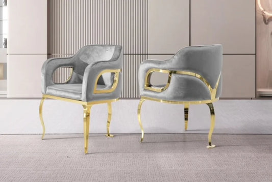 Velvet Luxe Triad Chair- Gray