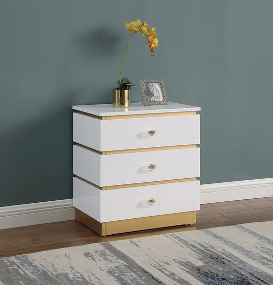 RANA Modern NIGHTSTAND White and Gold