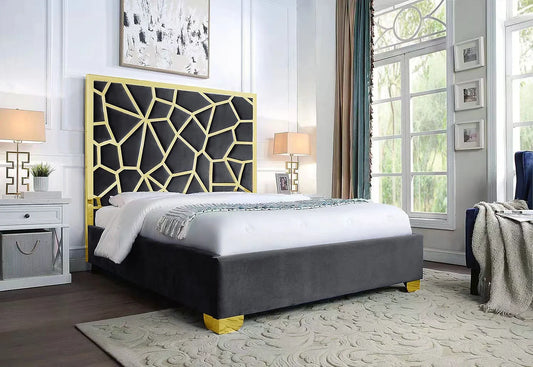 Luxe Honeycomb bed- Gold & Black- King