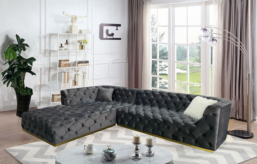 Luxuria Button-Tufted Golden Trim Sectional