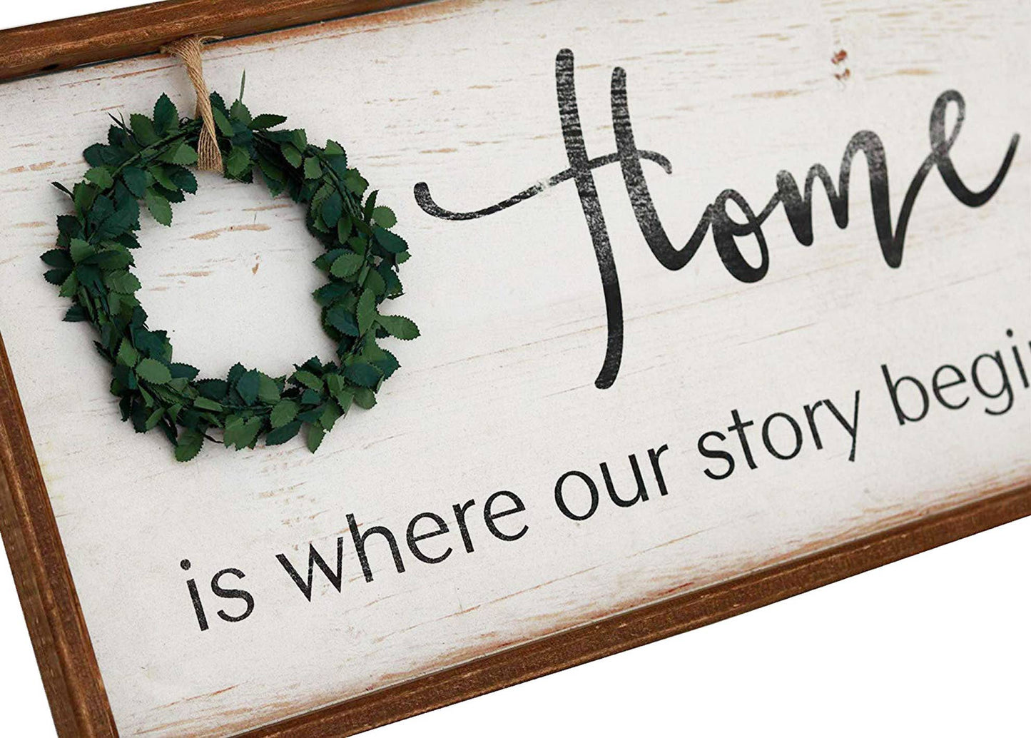 Home is Where Our Story Begins Rustic Wood Signs with Wreath