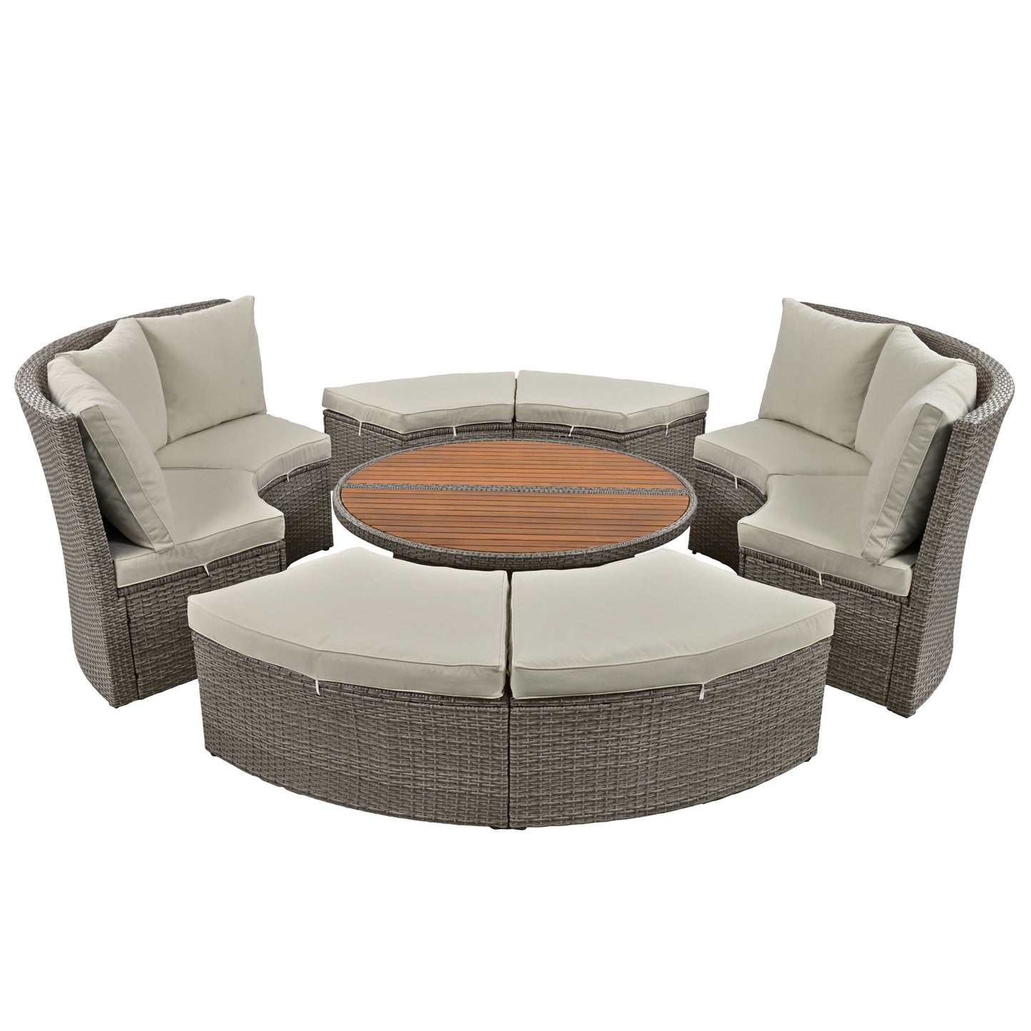 Patio 5-Piece Round Rattan Outdoor Set