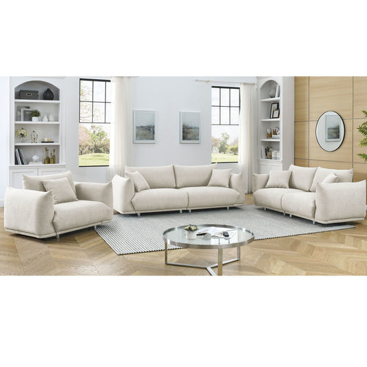 3-seater + 2-seater + 1-seater combination sofa Modern Couch for Living Room Sofa, Solid Wood Frame and Stable Metal Legs, 5 Pillows,