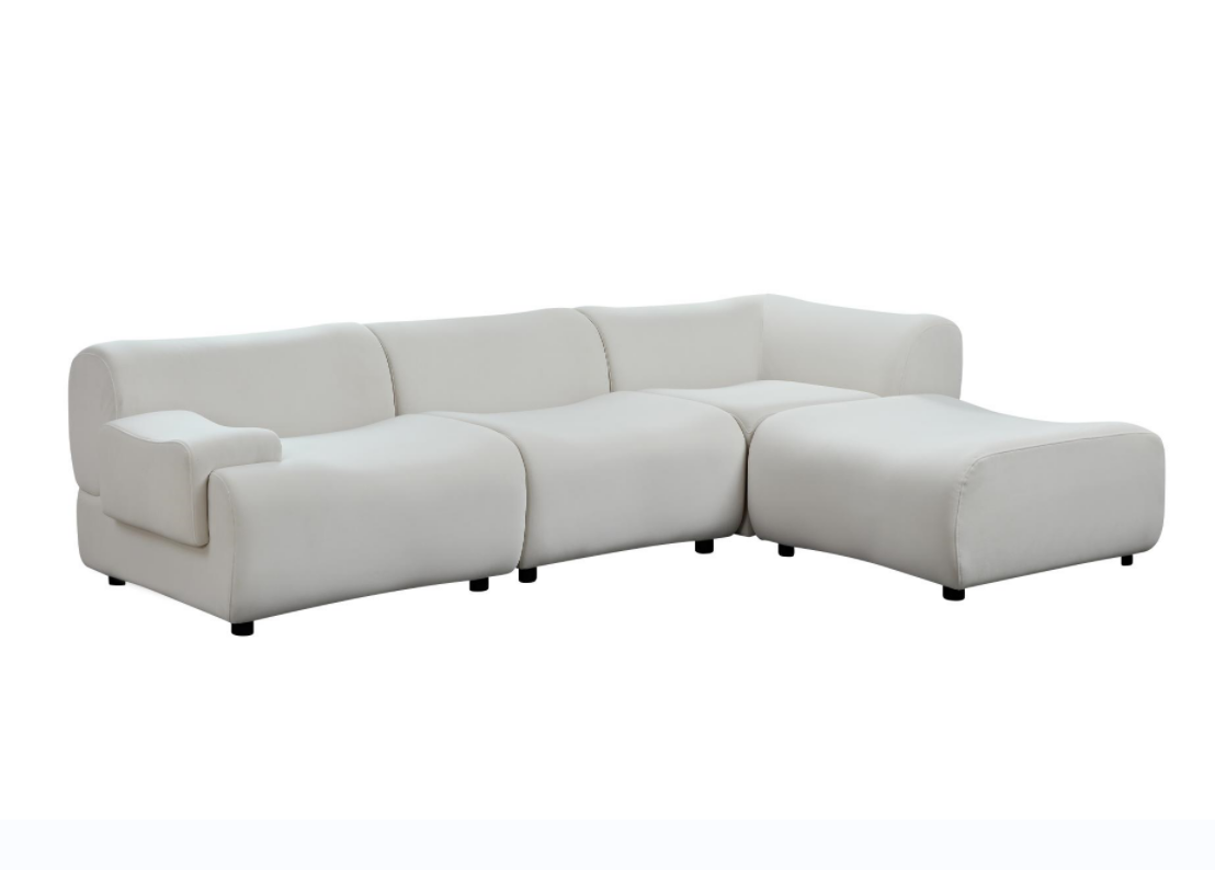 White, strong and durable fabric, 4 free sectional sofa, high density sponge and solid wood frame