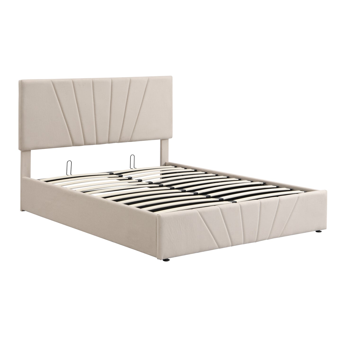 Full size Upholstered Platform bed with a Hydraulic Storage System